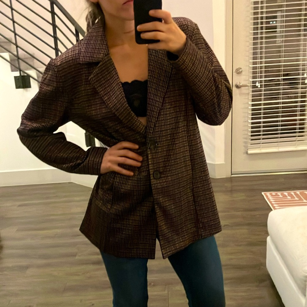 Avec Les Filles Brown Plaid Jacket
